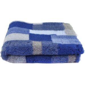 BLOVI DryBed VetBed A+ antypoślizgowe posłanie, legowisko dla zwierząt, niebieska krata (patchwork) 75x50cm