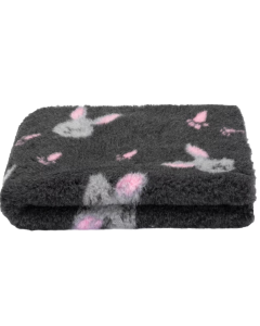 BLOVI DryBed VetBed A+ - antypoślizgowe posłanie, legowisko dla zwierząt, grafitowe w króliczki 75x50cm