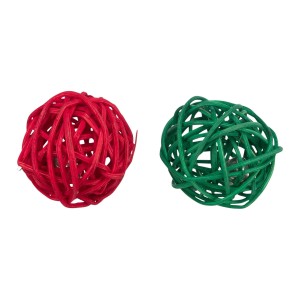 TRIXIE Xmas rattanowe piłeczki z dzwonkiem, zabawka dla gryzoni i królików 4 cm