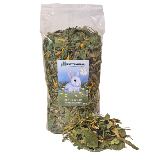 FACTORYHERBS KRÓLIK JUNIOR mieszanka podstawowa dla młodych królików 500g.png