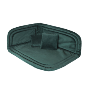 MIMIKO Legowisko narożne z poduszkami Velvet 33x22cm – butelkowa zieleń
