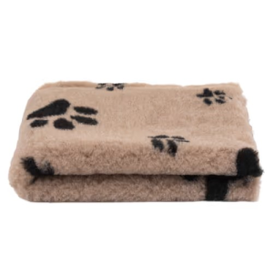 Blovi DryBed A+ - antypoślizgowe posłanie, legowisko dla zwierząt, beżowe w czarne łapki - 75x50cm